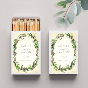 Greek Olive Wreath Wedding Favor Matchboxes