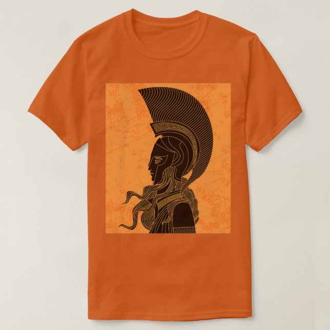 greek orange and black amphora drawing of athena T-Shirt (Design Front)
