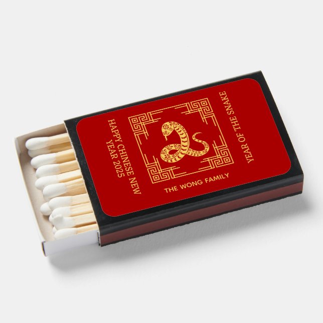 Greek Ornament Frame Golden Snake Red  Matchboxes (Front Open)