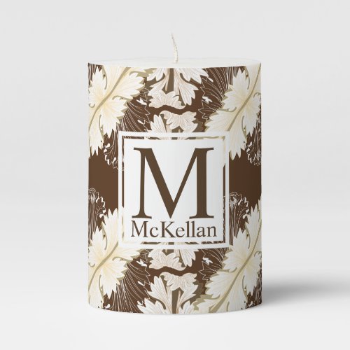 Greek Ornate Leaves in Creamery Personalized Pillar Candle