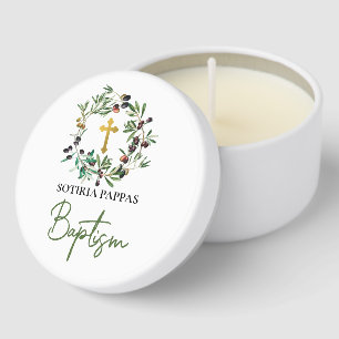 Greek Orthodox Christening Baptism Olives Greenery Mini Candle Favors