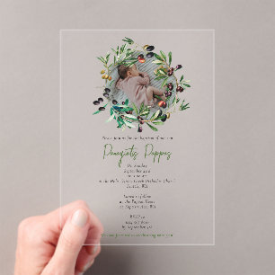 Greek Orthodox Christening Baptism Olives Photo Acrylic Invitations