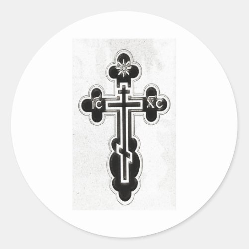 Greek Orthodox Cross Classic Round Sticker