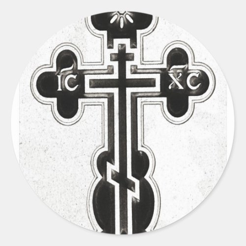 Greek Orthodox Cross Classic Round Sticker