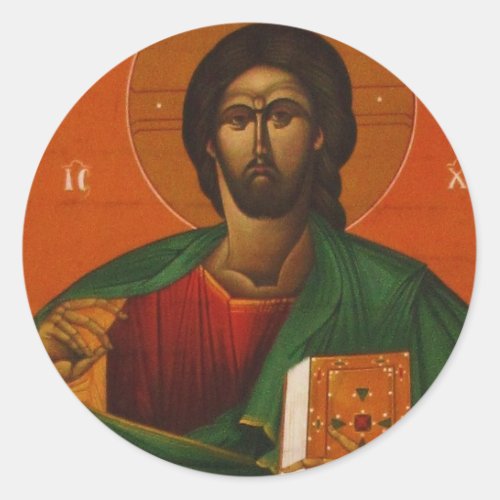 GREEK ORTHODOX ICON JESUS CHRIST CLASSIC ROUND STICKER