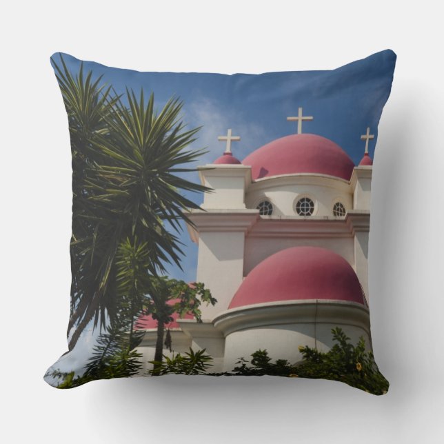 Greek Orthodox Monastery Throw Pillow (Front)