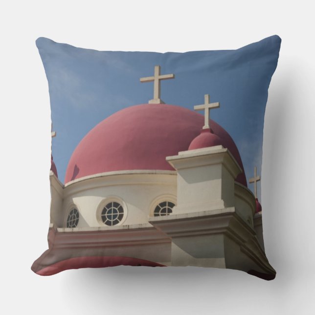 Greek Orthodox Monastery Throw Pillow (Front)