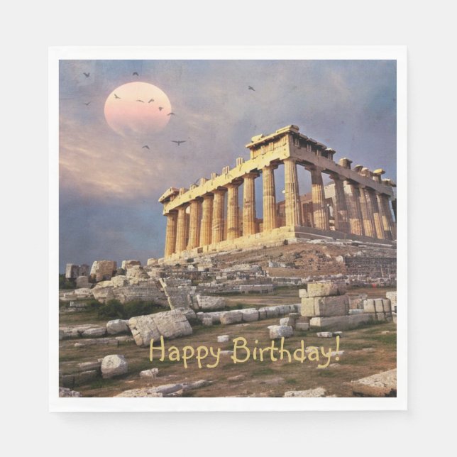 Greek Parthenon Birthday Napkins (Front)