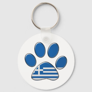 Greek patriotic cat keychain
