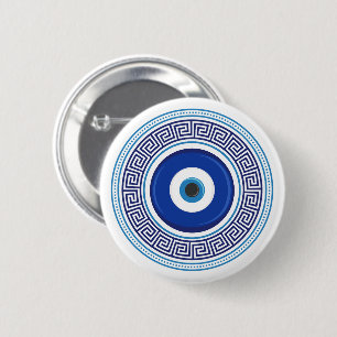 Greek Pattern Evil Eye Nazar Button