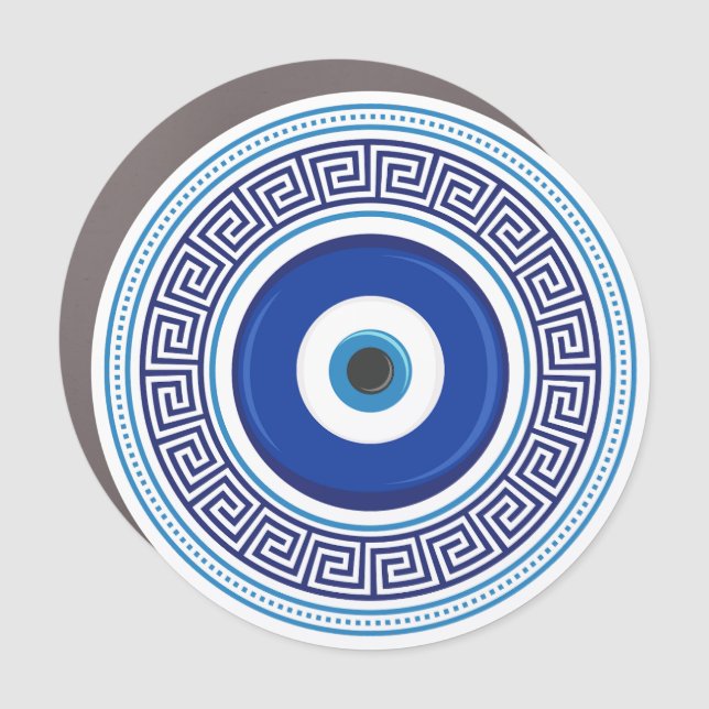 Greek Pattern Evil Eye Nazar Car Magnet (Front)
