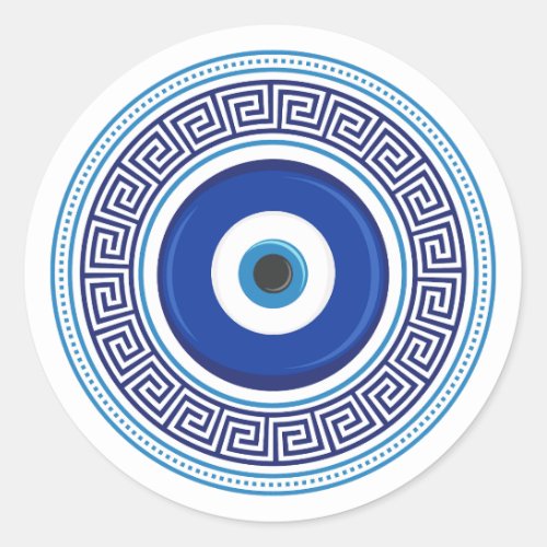 Greek Pattern Evil Eye Nazar Classic Round Sticker