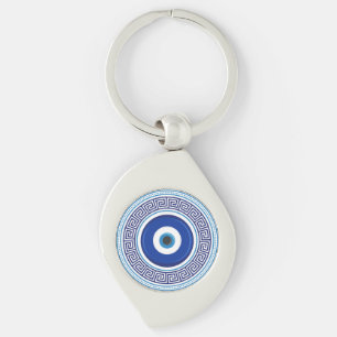 Greek Pattern Evil Eye Nazar Keychain