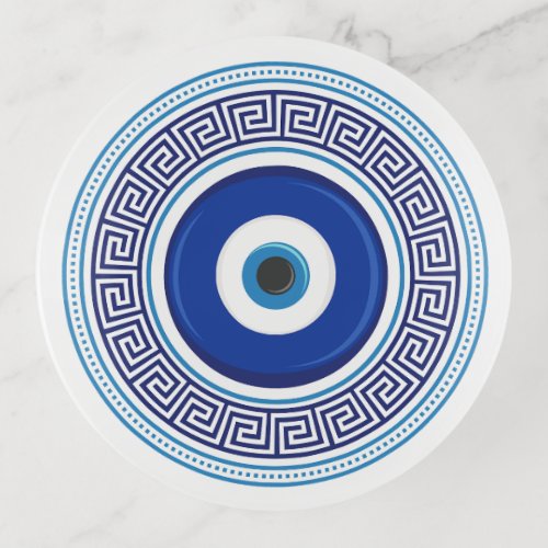 Greek Pattern Evil Eye Nazar Trinket Tray