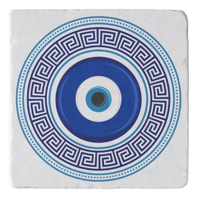 Greek Pattern Evil Eye Nazar Trivet (Front)