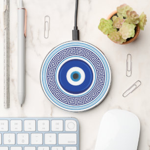 Greek Pattern Evil Eye Nazar Wireless Charger