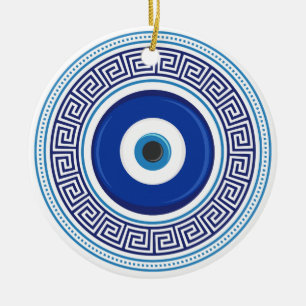 Greek Pattern Nazar Amulet Ceramic Ornament