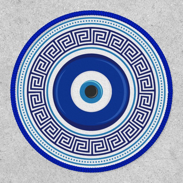 Greek Pattern Nazar Amulet Patch (Front)