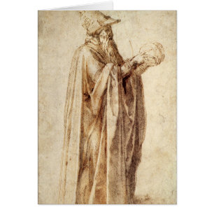 Greek Philosopher with Human Skull by Michelangelo Cards
