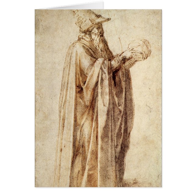 Greek Philosopher with Human Skull by Michelangelo Cards (Front)