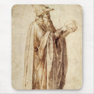 Greek Philosopher with Human Skull by Michelangelo Mouse Pad