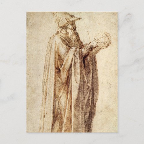 Greek Philosopher with Human Skull by Michelangelo Postcard