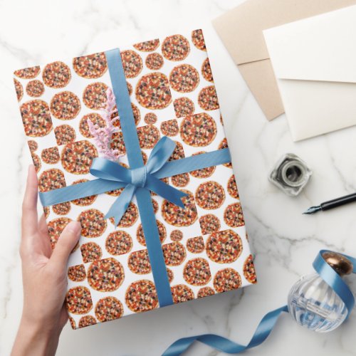 Greek pizza pattern wrapping paper