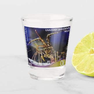 Greek postage stamp Common spiny lobster Shot Glass