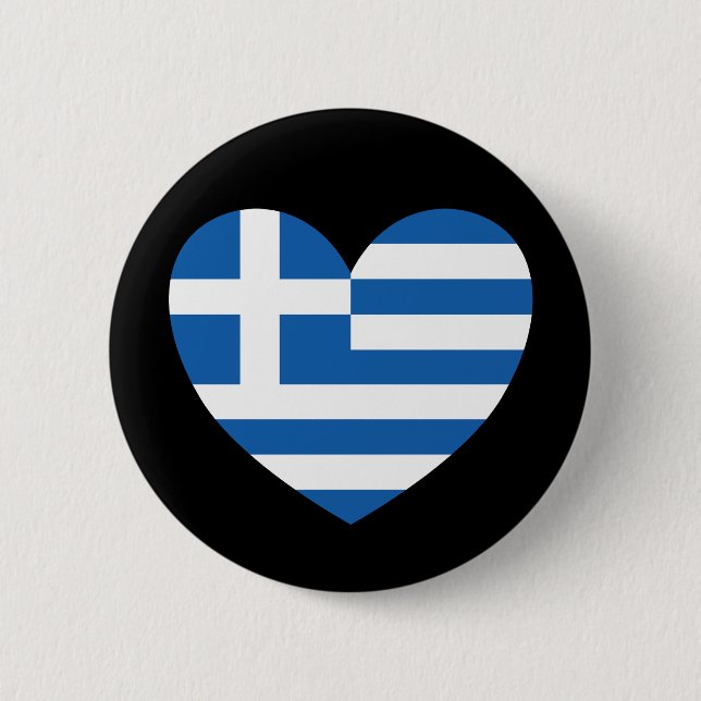 Greek Pride Flag Love Heart Button (Front)