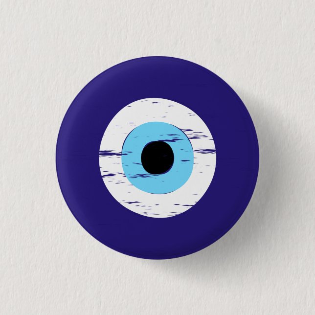 Greek Protection From Evil Eye Device Nazar Amulet Button (Front)