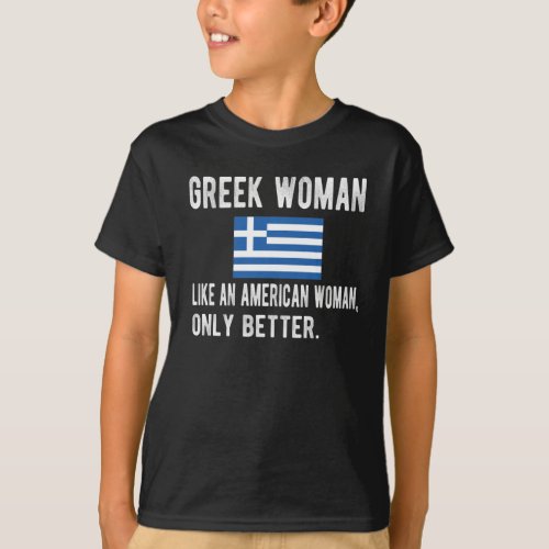 Greek Proud Girl From Greece Flag Greek Roots T_Shirt