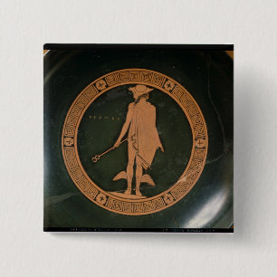Greek red-figure cup, depicting the god Hermes Pinback Button