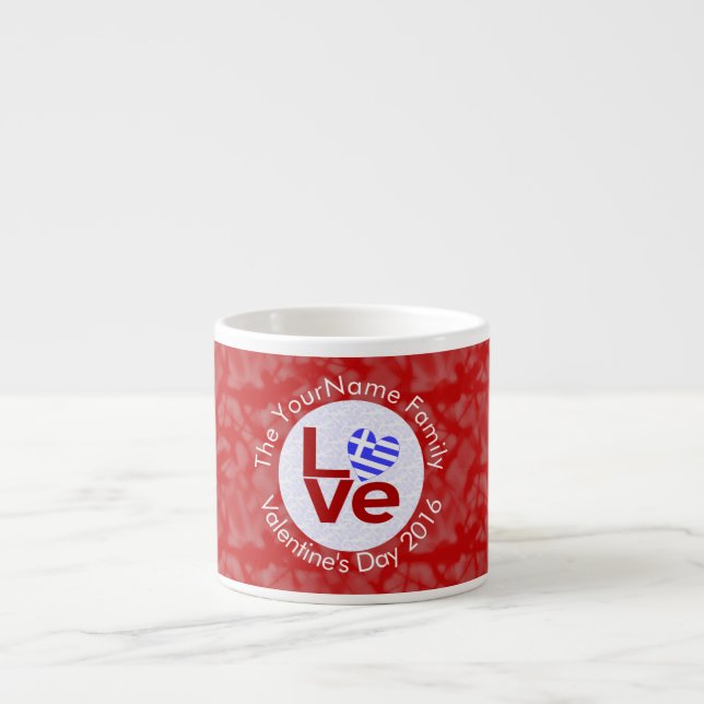 Greek Red LOVE Flag Personalized  Espresso Cup (Front)