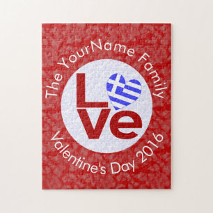 Greek Red LOVE Flag Personalized  Jigsaw Puzzle