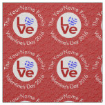 Greek Red LOVE Heart Flag Personalized Text  Fabric