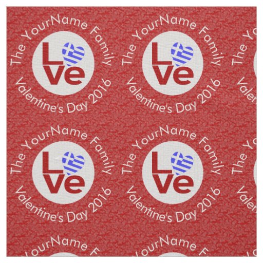 Greek Red LOVE Heart Flag Personalized Text  Fabric