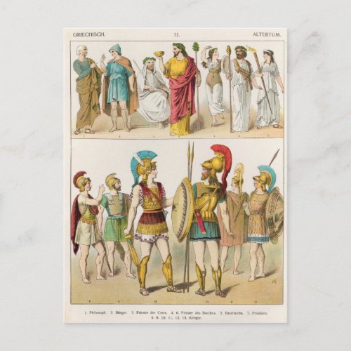 Greek Religious and Military Dress Postcard