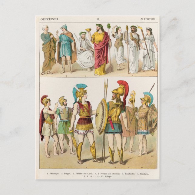 Greek Religious and Military Dress Postcard (Front)