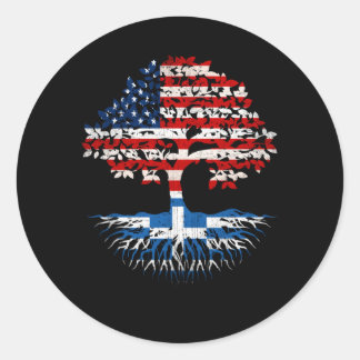 Greek Roots American Branches Greece Flag Usa Classic Round Sticker