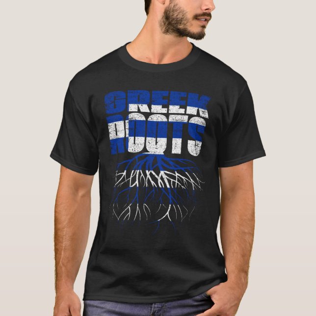 Greek Roots Greece Heritage Flag T-Shirt (Front)