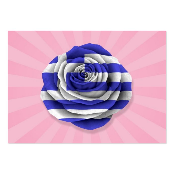 Greek Rose Flag on Pink Business Cards