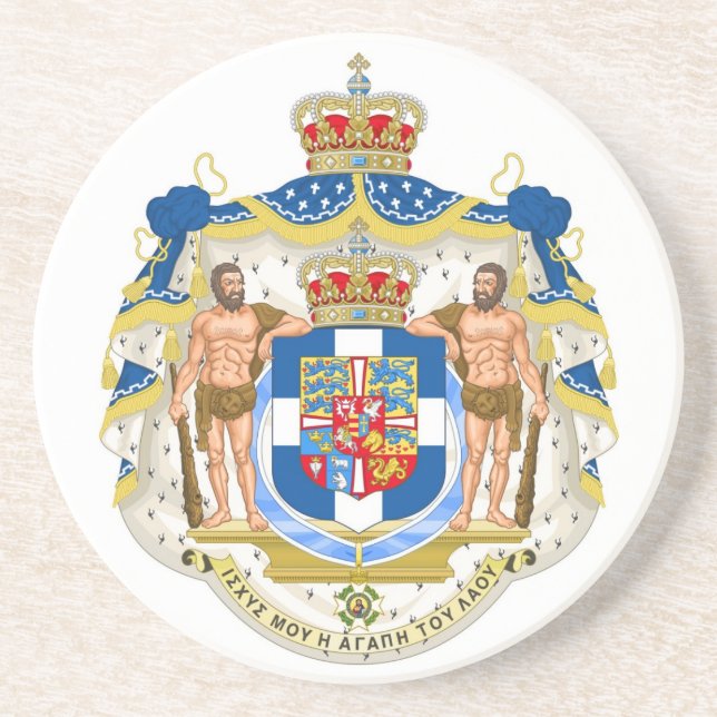Greek Royal Coat of Arms - Greece Sandstone Coaster (Front)
