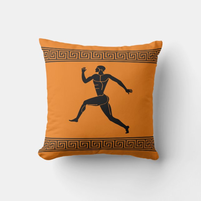 Greek Running Athlete Throw Pillow (Front)