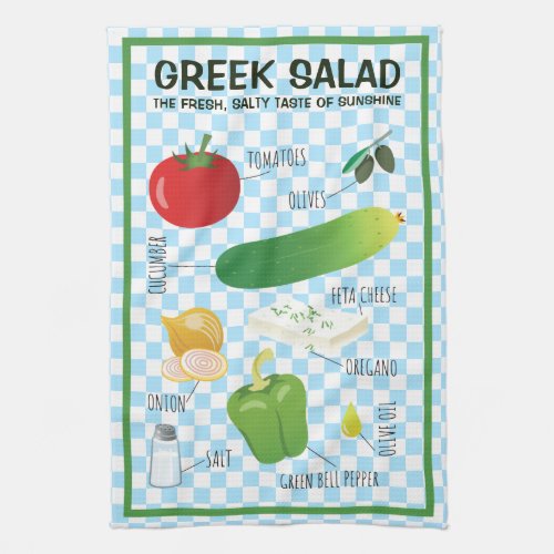 Greek Salad Ingredients _ A Taste of Sunshine Kitc Kitchen Towel