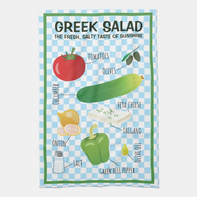 Greek Salad Ingredients - A Taste of Sunshine Kitc Kitchen Towel (Vertical)