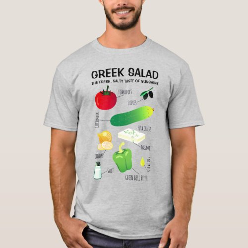 Greek Salad Ingredients _ A Taste of Sunshine T_Shirt