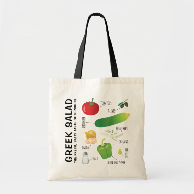 Greek Salad Ingredients - A Taste of Sunshine Tote Bag (Front)