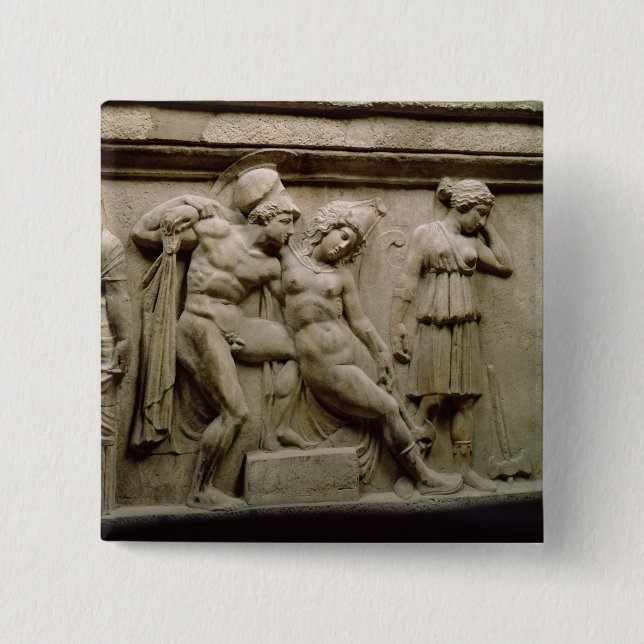 Greek Sarcophagus with a Scene showing the Battle Pinback Button (Front)