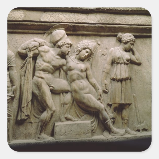Greek Sarcophagus with a Scene showing the Battle Square Sticker (Front)