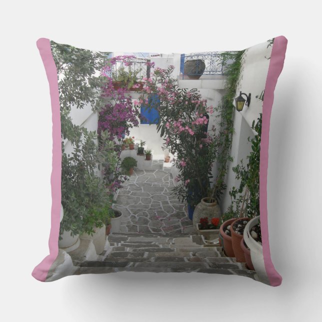 Greek See-through Santorini Throw Pillow (Front)